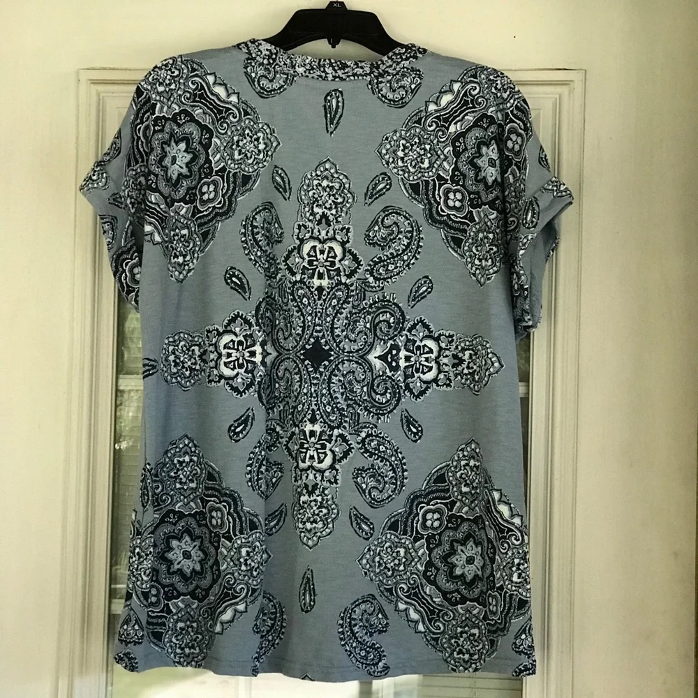 *SOLD* Style & Co. SS V-Neck Top, Blue, Sz XL - Picture 10 of 10